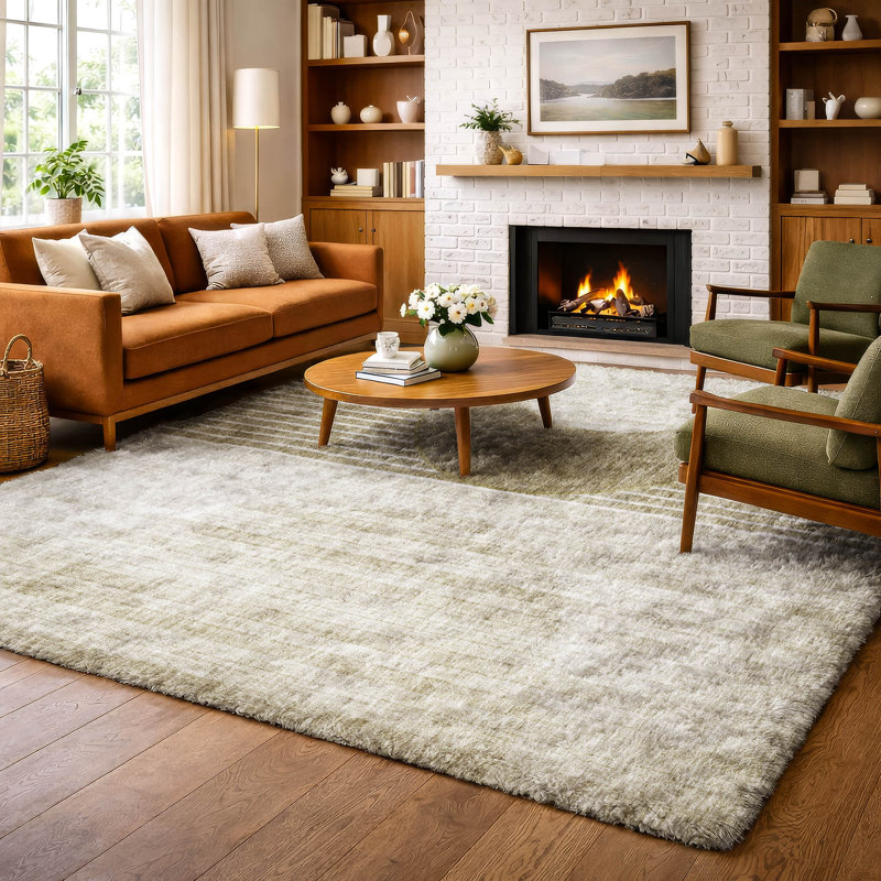 Tapis à poil long de qualité supérieure lavable à la machine ADS676, Taupe, 10 pi x 14 pi