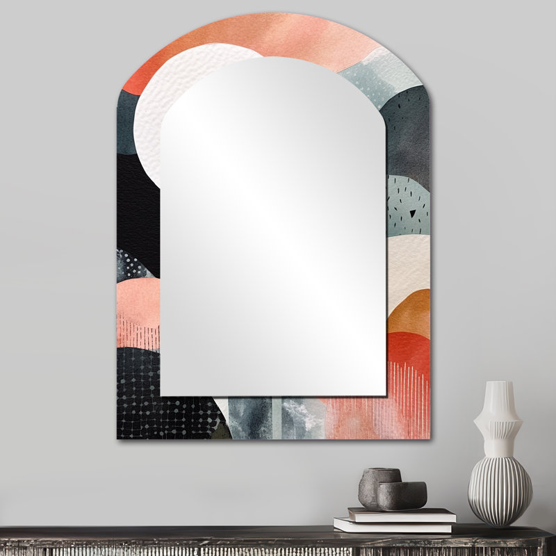 Nordic Elegance Bold Landscape - miroir mural unique à arche scandinave, miroir asymétrique scandinave, impression d'art en métal