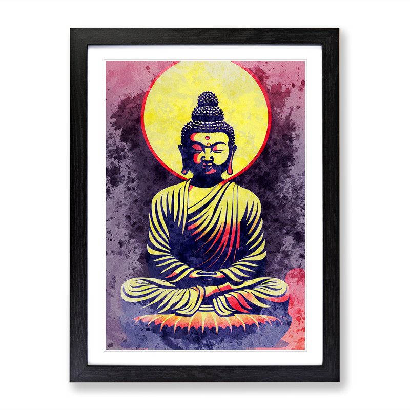 Mind Blowing Buddha - Framed Print, Black, 64cm H x 46cm W x 2cm D