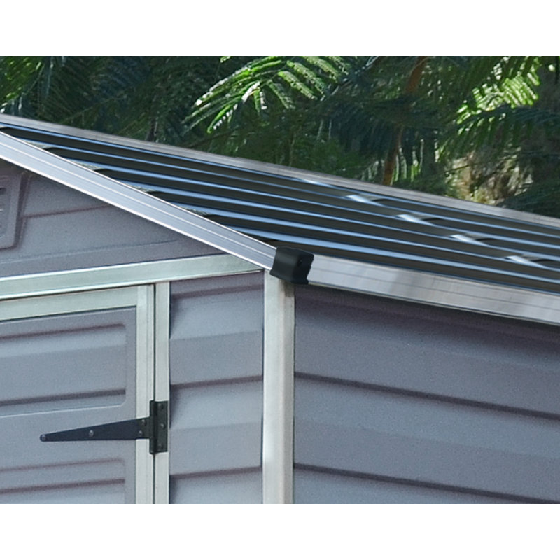 Skylight Plastic Garden Shed, Grey, 203.5cm H x 121cm W x 177cm D
