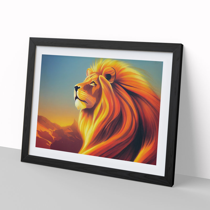 XH1022-7169X Pretty Lion - Single Picture Frame Print, Black Framed, 46cm H x 64cm W x 2cm D