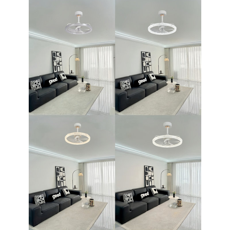 19.69" Crystal Ceiling Fan With Light  And Remote Control