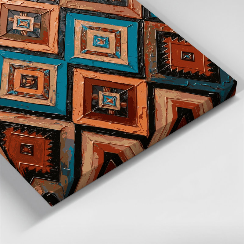 «Southwestern Patterns Zuni Diamonds 238», art mural sur toile brune, H 20 po x l 30 po