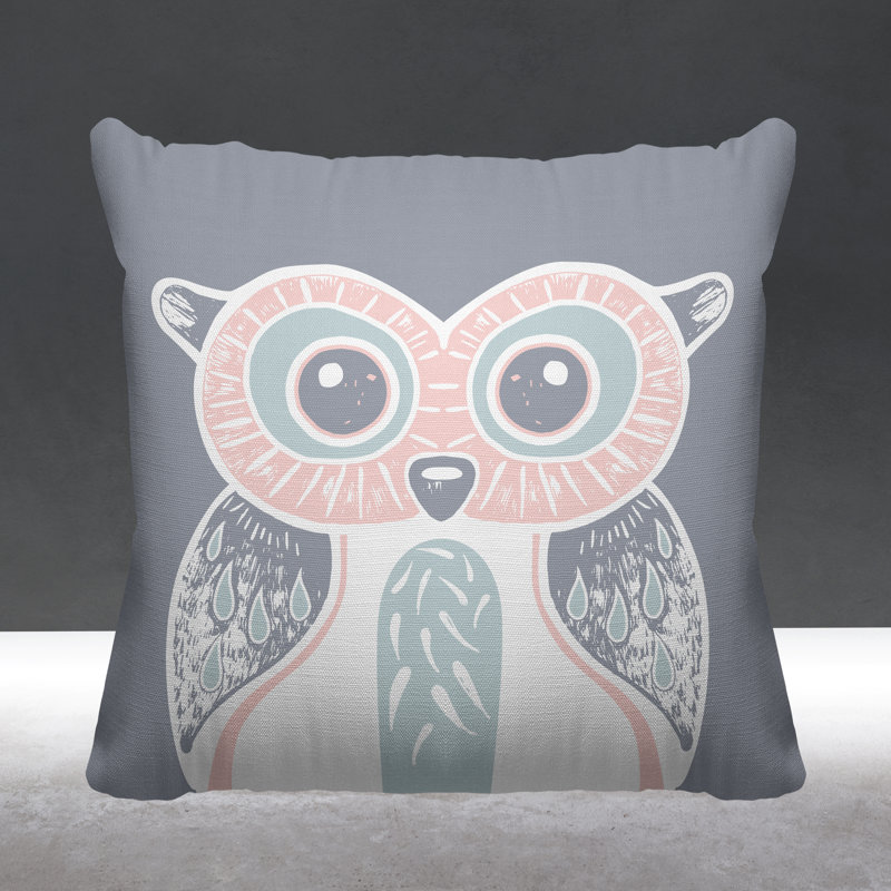Coussin intérieur Addison Woodland Owl, L 19 po x H 19 po, Gris