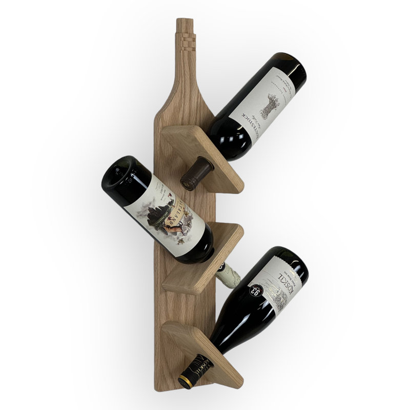 Support à vin en bois massif 3 bouteilles Fai