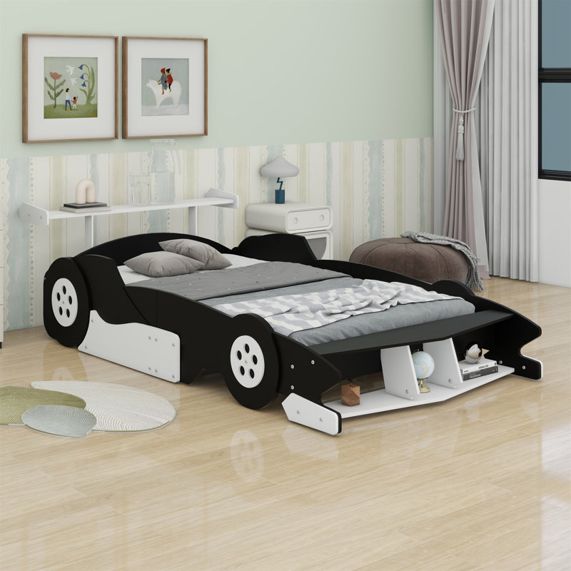 Lit plateforme avec roulettes Race, Noir / blanc