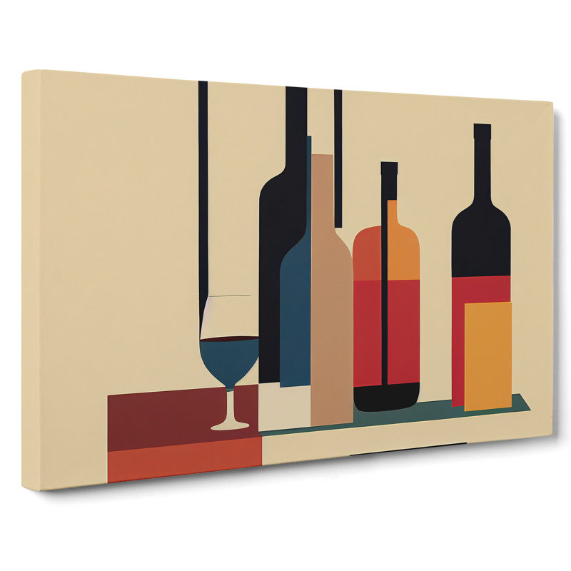 Wine Bottle Retro Art Vol.2 Abstract - Wrapped Canvas