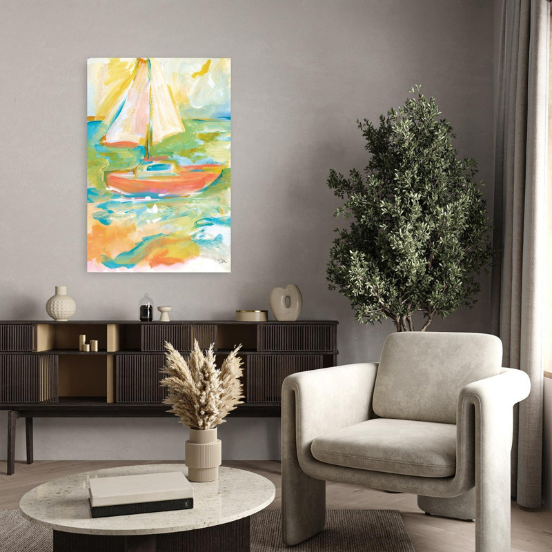Coucher de soleil marin 1 abstrait art côtier contemporain coloré, H 36 po x l 24 po