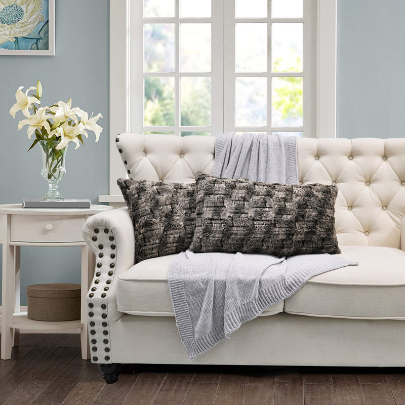 Housses de coussin en fausse fourrure, 14 po x 26 po, Ghana