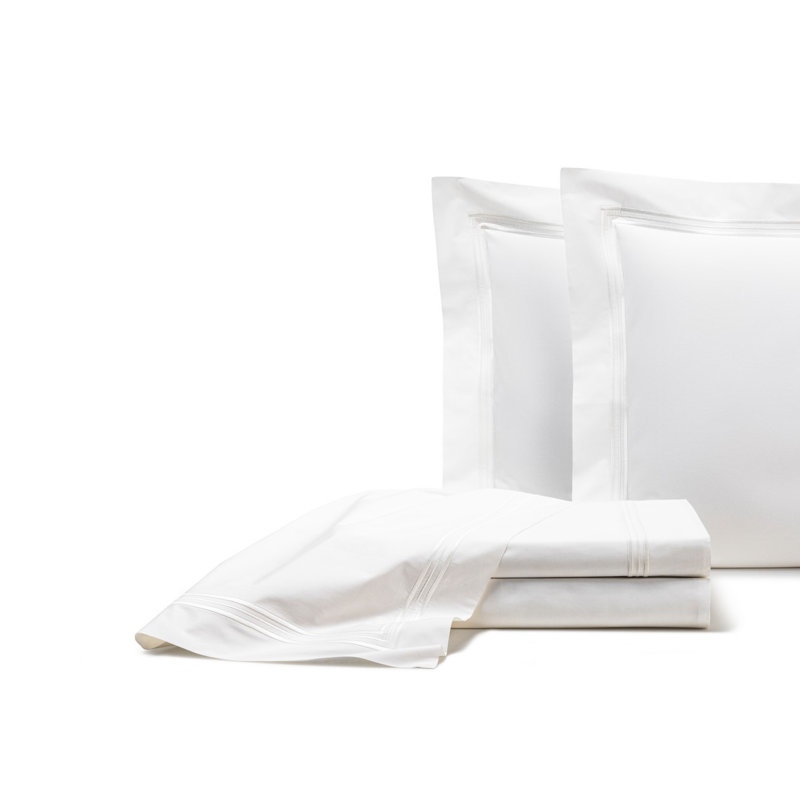 Triplo Bourdon Percale Duvet Cover, Queen Duvet Cover, White/Slate Grey