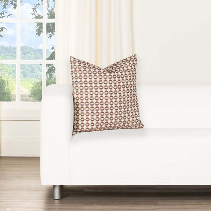 Coussin Birch Lane Stride, Géométrique mauve, Plumes, Carré 17 po