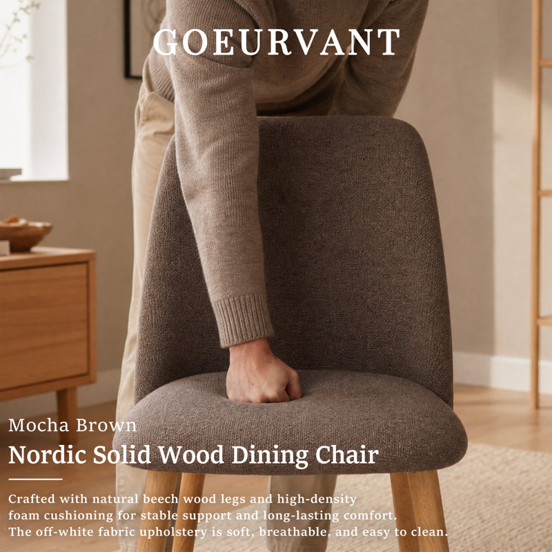 48 cm H Upholstered Dining Chair, Mocha Brown, 2, Mocha Brown