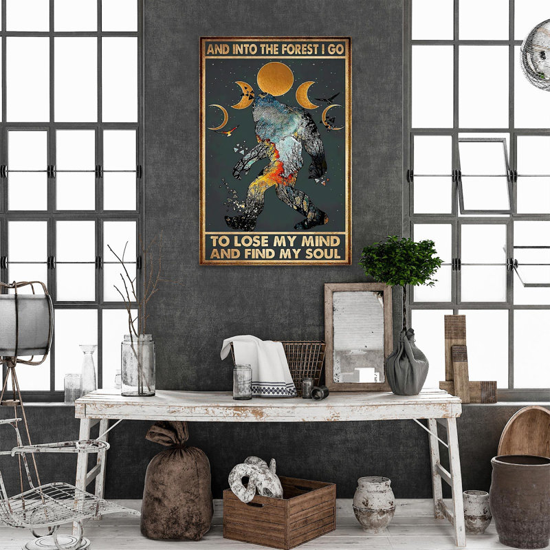«Into the Forest I Go Bigfoot», impression sur toile tendue, H 20 po x l 16 po x P 1,25 po