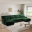 Canapé modulaire en forme de U à combinaison libre avec sièges profonds et 6 repose-pieds convertibles, chenille vert émeraude-1976739588
