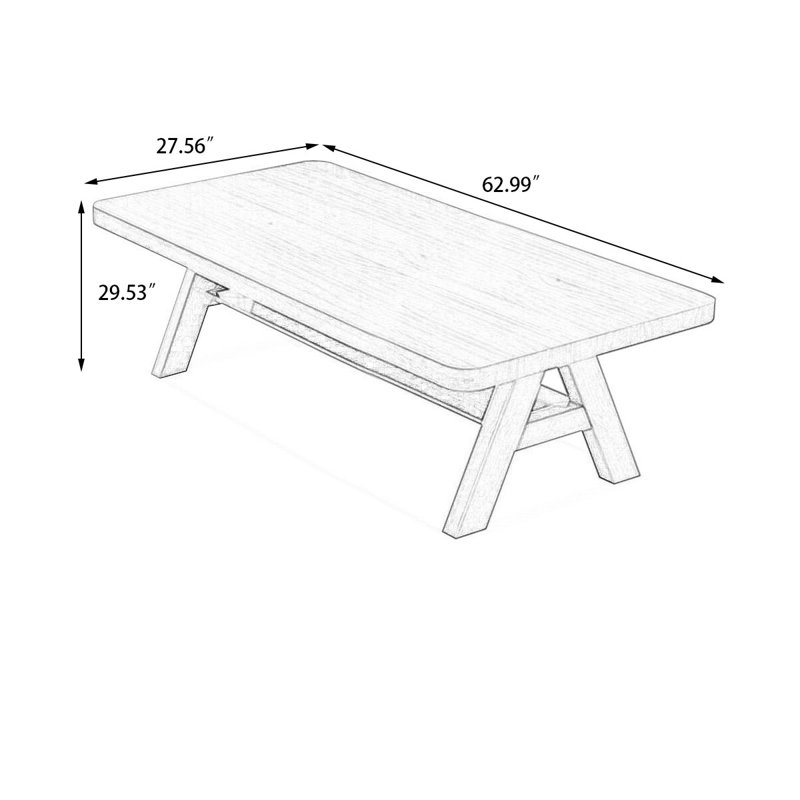 Bureau rectangulaire en bois massif brun noisette, H 29,53 po x l 62,99 po x P 27,56 po