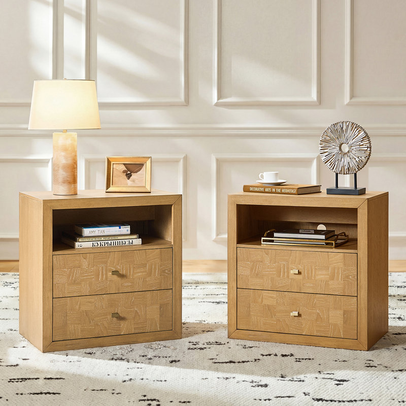 Table de chevet 2 tiroirs Cruce, Naturel