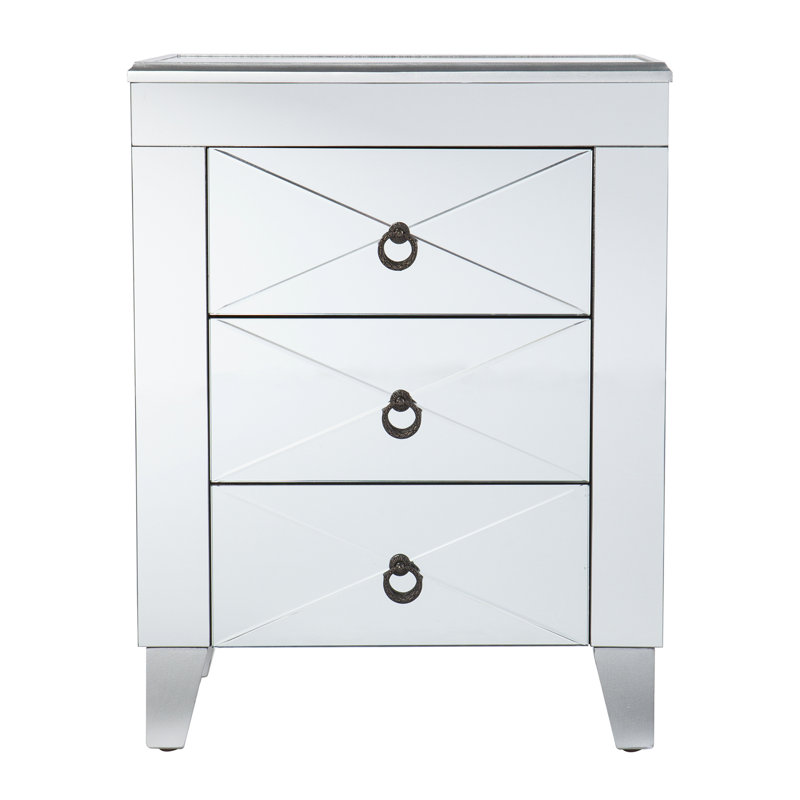 Mirrored End Table With Drawers