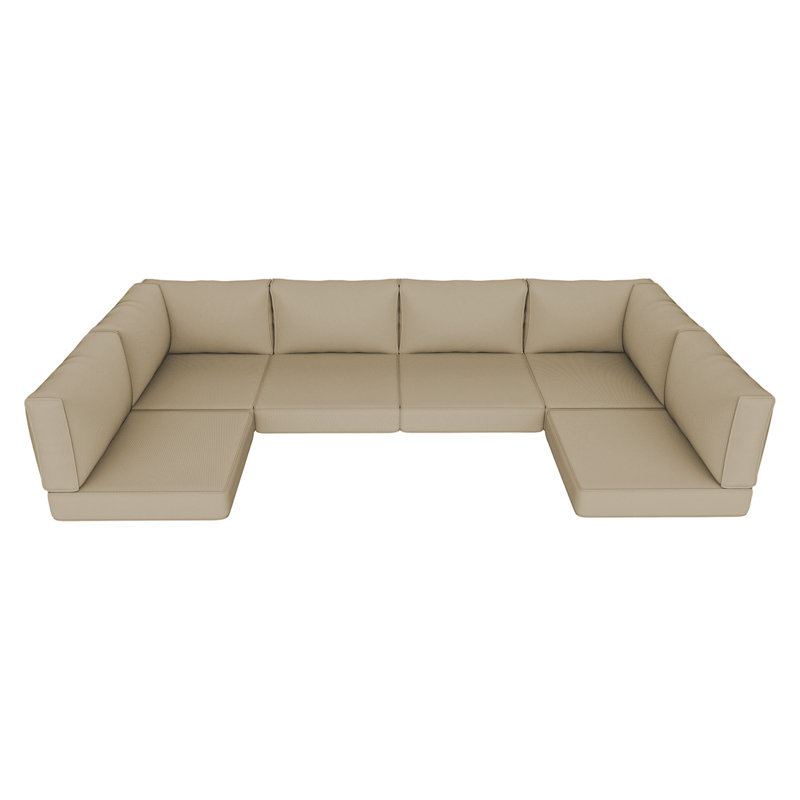 Coussin de 14 pièces pour l'extérieur et coussins modulaires d'extérieur résistants à l'eau pouvant accueillir un canapé / siège à 6 places en rotin (incluant une mousse à haute densité de 4 po)