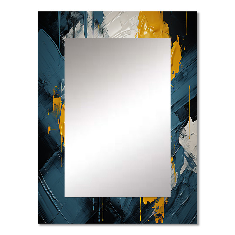 Dialogue With Hope Abstraction On Retro Blue III - Large Wall Mirror On Metal, 32" x 24"