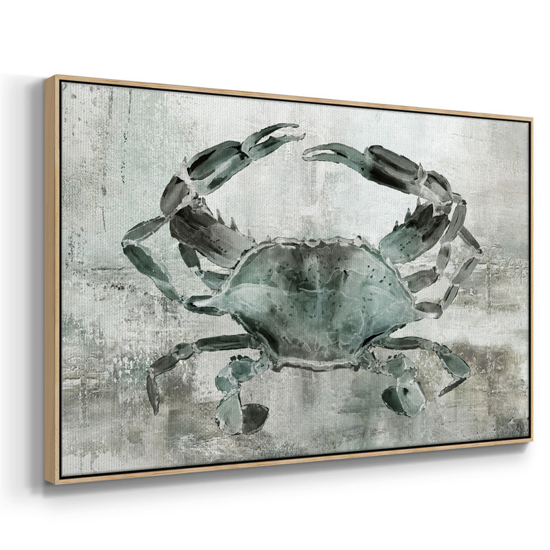 «Neutral Crab II», peinture sur toile encadrée, Cadre en bois naturel, H 17 po x l 25 po x P 2 po