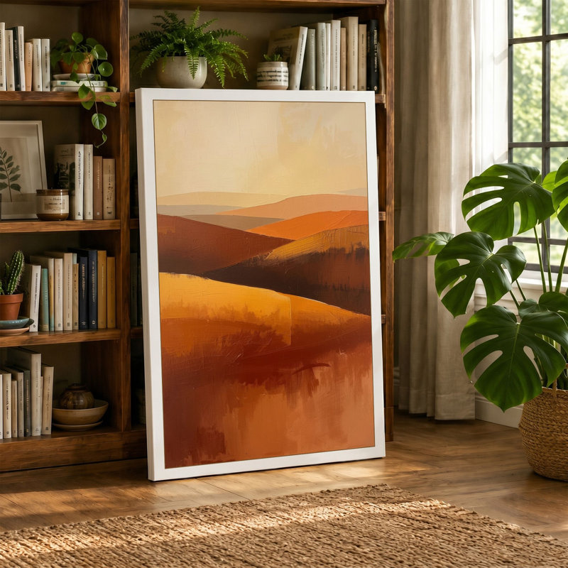 Desert Landscape Boho - Wrapped Canvas, 18x12 - 45.7 x 30.5 cm, Terracotta Border