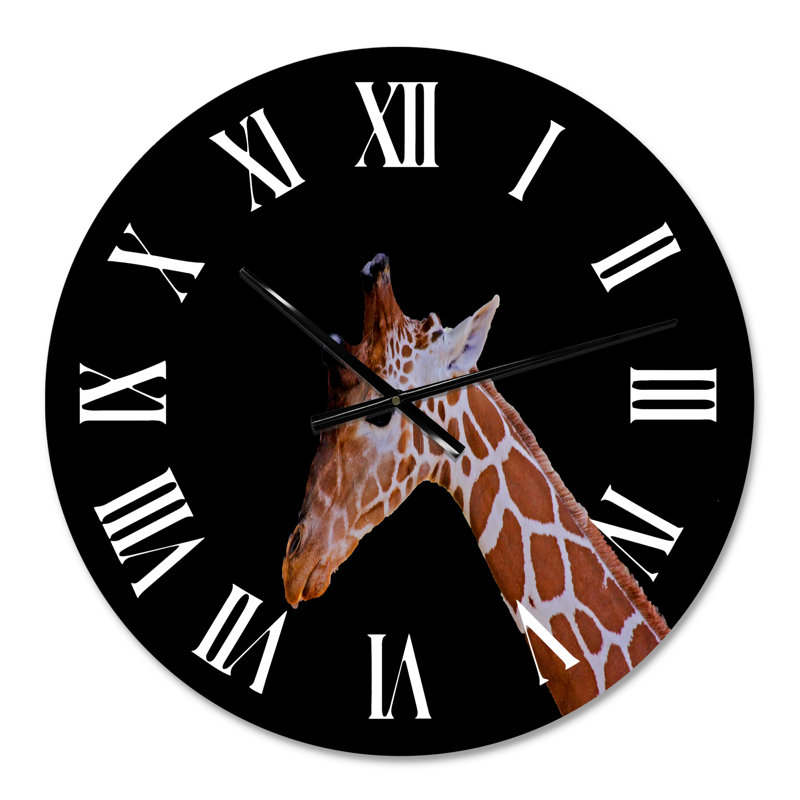 Portrait d'une girafe V - horloge murale de ferme, Moyenne