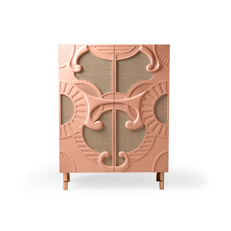 Traje De Luces 47'' Bar Cabinet, Powder/Polished Copper