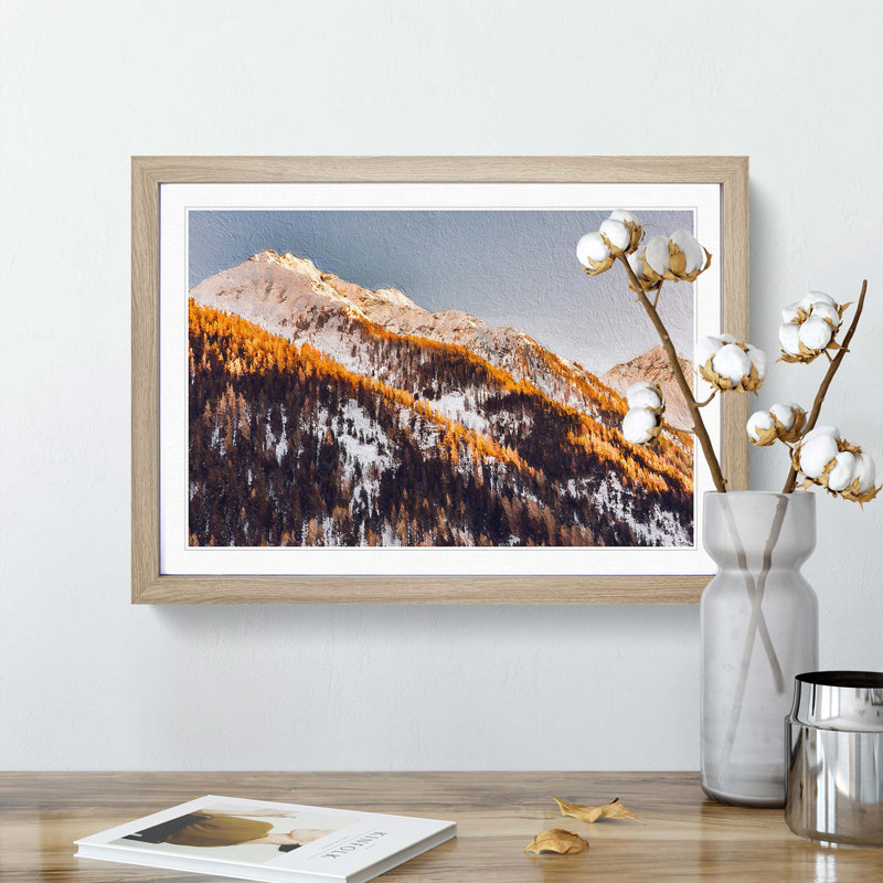 Winter in the Mountains - Picture Frame Painting Print, 36cm H x 48cm W x 2cm D, Oak Framed