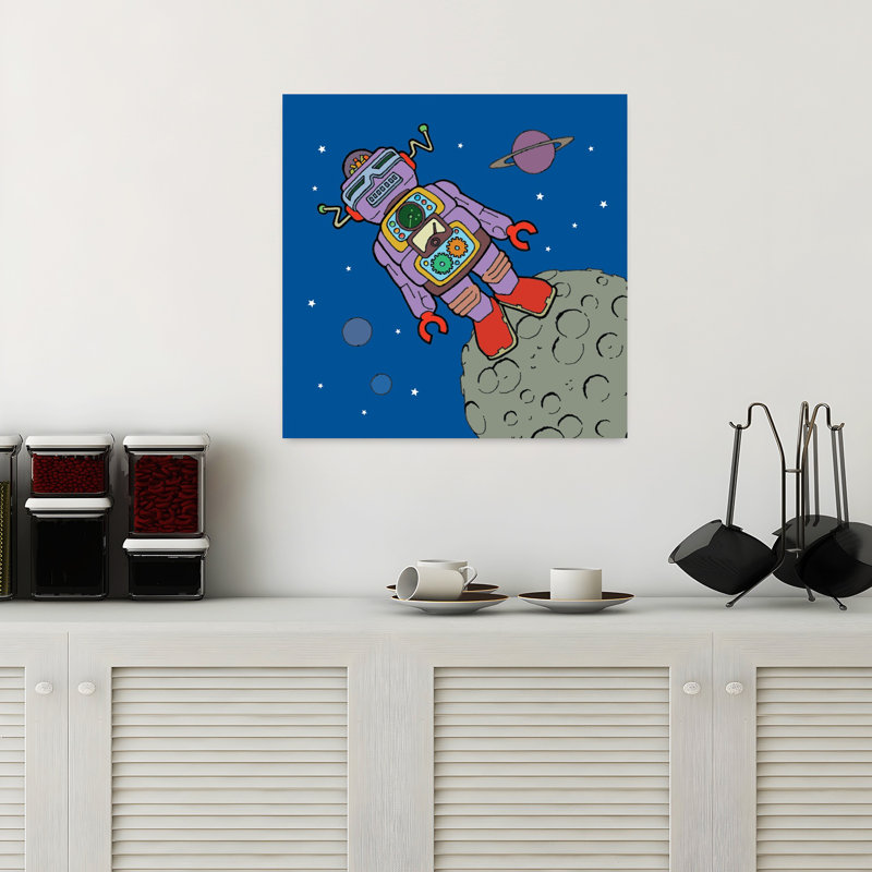 Asteroïde bot abstrait paysage urbain contemporain, H 18 po x l 18 po