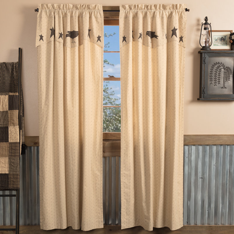 Kettle Grove 84" Black and Creme Cotton Sheer Rod Pocket Curtain Panels