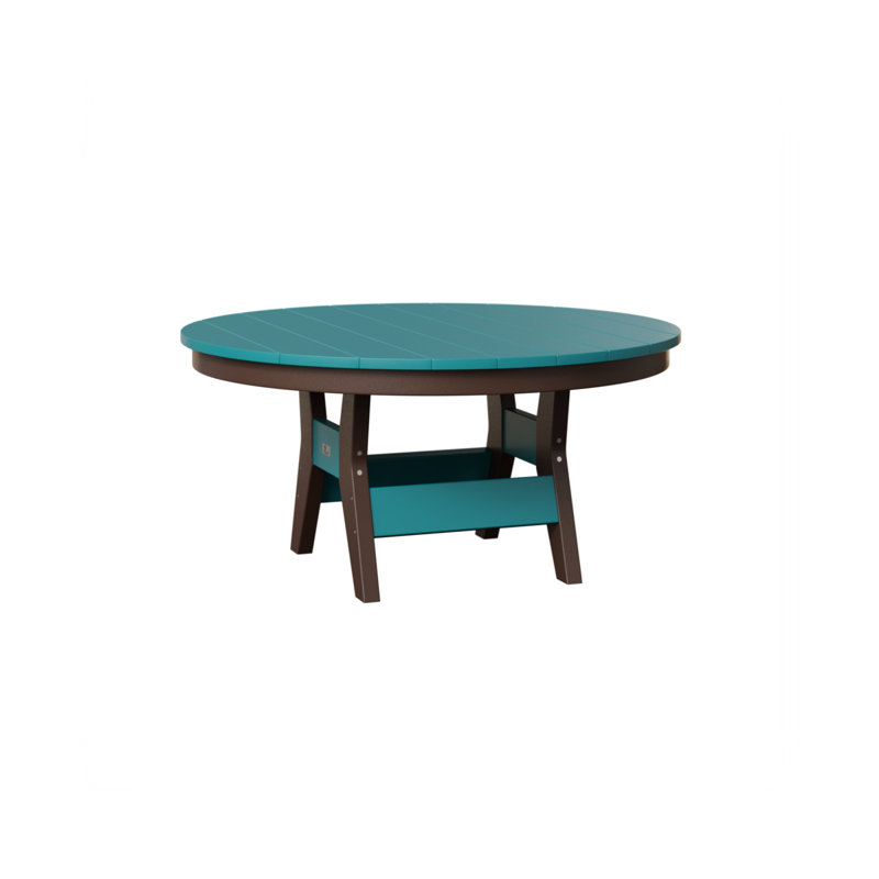 Harbor Outdoor Round Coffee Table, Chocolate Brown, Aruba Blue