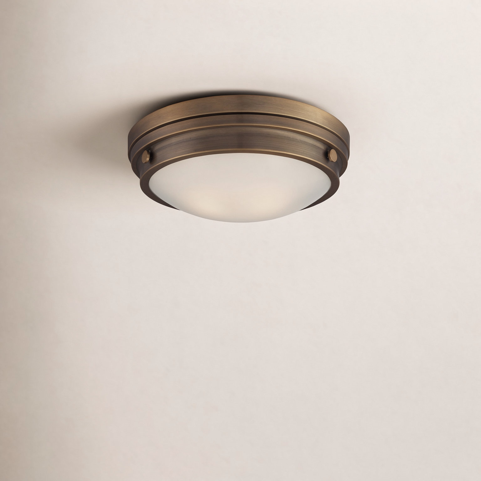 Helmsford 2-Light Flush Mount, Warm Brass