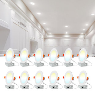 Luminaire encastré à DEL à intensité variable de 12 watts à intensité variable avec boîte de jonction, sélectionnable de 2700k à 6500k, 1050 lumens