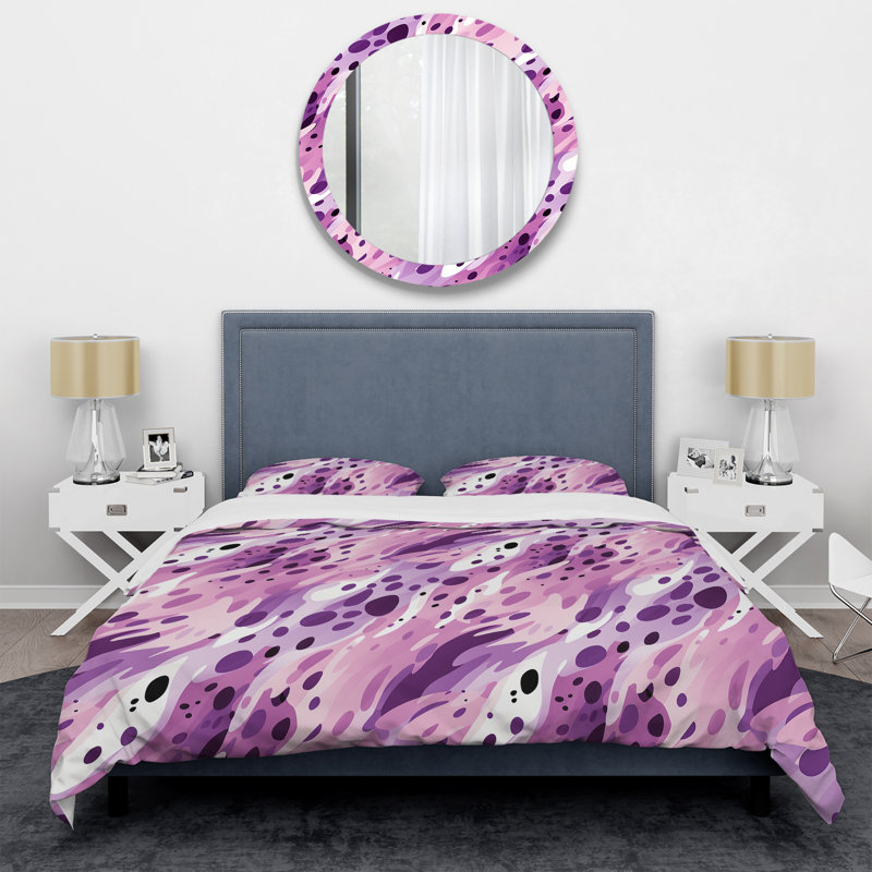 Ensemble de housse de couette abstrait lilas sans soudure mauve - polyester microfibre