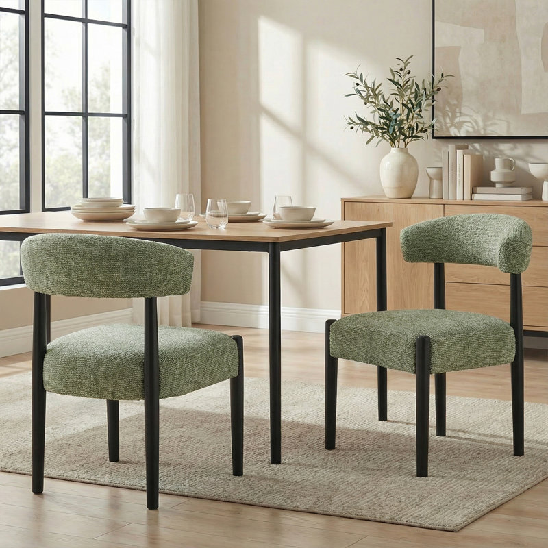 Allegro Upholstered Chenille Side Dining Chair (Set Of 4), Black, Beige