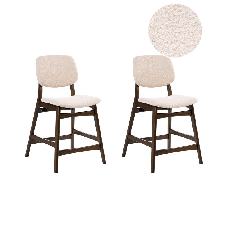 Upholstered Counter Stool with Solid Wood Frame