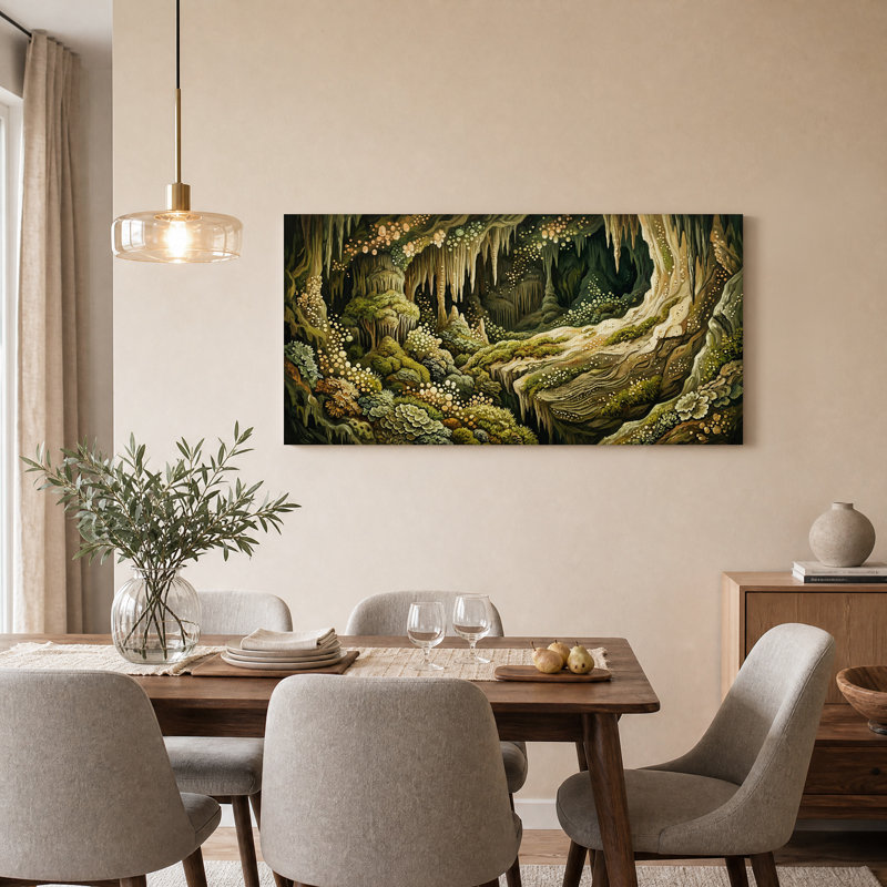 «Mossy Cave Interior with Glowing Spores», art mural sur toile, L 40 po x H 20 po