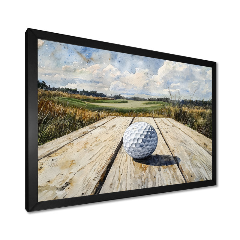 «Greens And Dreams Golf Course Landscape I», art mural golf, Cadre simple, Noir, noir, noir, noir, H 12 po x l 20 po