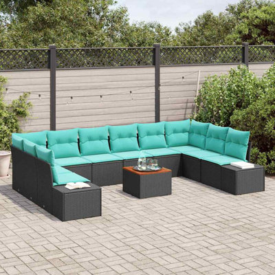 Ensemble de canapé de jardin vidaXL 11 pièces noir et turquoise