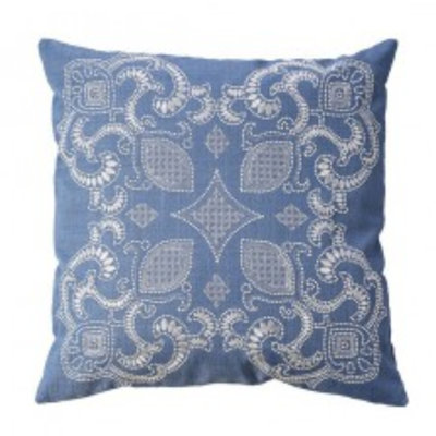 Kathrine Embroidered Outdoor Reversible Throw Pillow