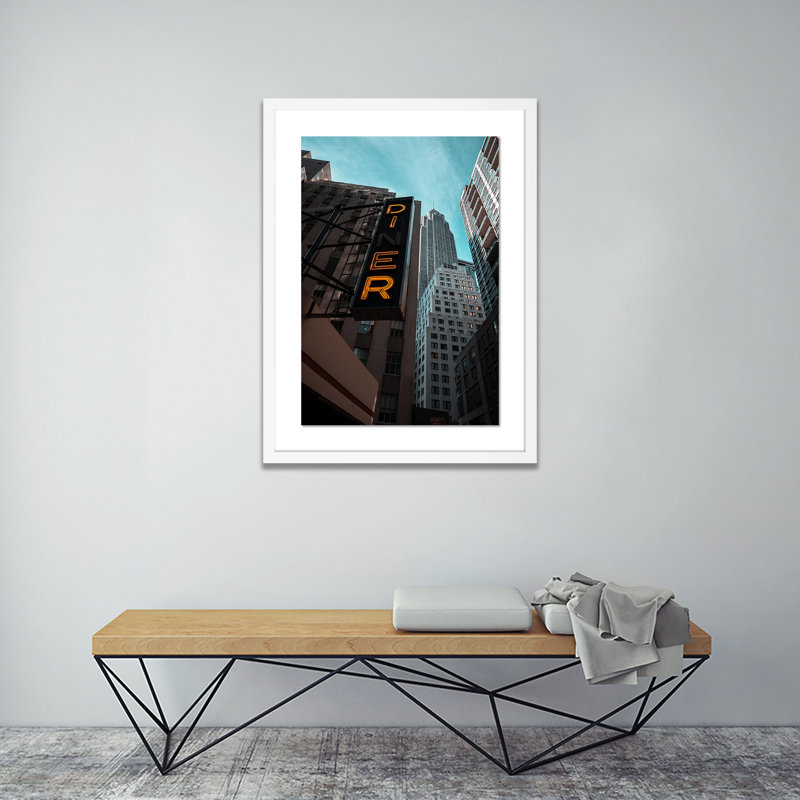 Diner Sign Print by Alexander Iby, 60" H x 43" W x 2.5" D, White