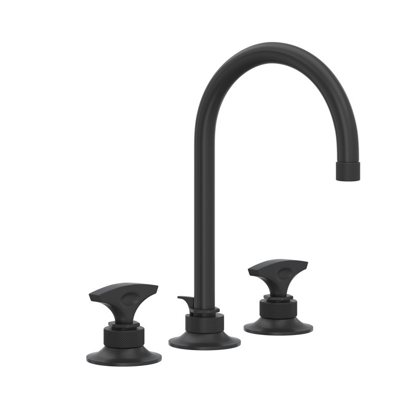 Graceline Widespread Lavatory Faucet With C-Spout, Matte Black, Cross