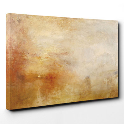 Sun Setting over a Lake' by J.M.W. Turner Painting Print on Canvas