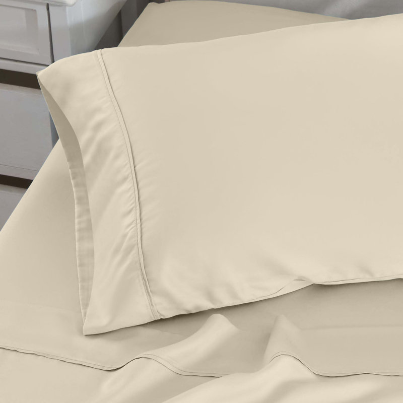 300 Thread Count 100% Rayon From Bamboo Solid Pillowcase Set, Ivory, Standard