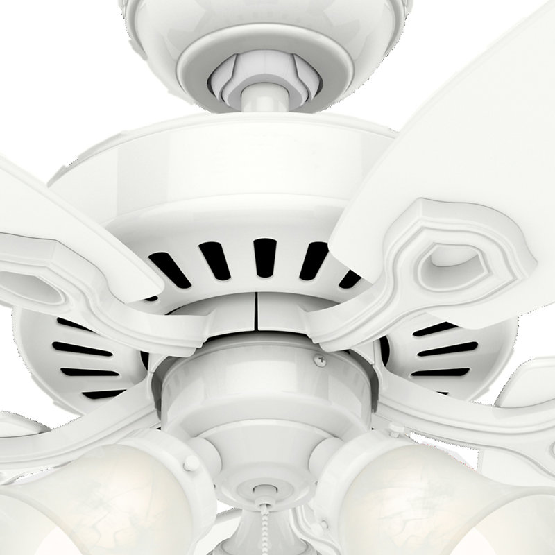 Builder Plus 52"  5 - Blade Standard Ceiling Fan with Pull Chain and Light Kit Included, Snow White