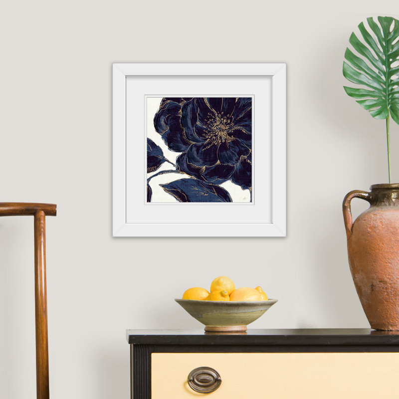 «Indigo Garden II», reproduction d'impression, Cadre blanc, H 20" x l 20" x P 1"