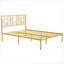 Structure de grand lit plateforme en métal avec tête de lit en fer, aucun sommier nécessaire, capacité de 800 lb, or pour chambre d'amis