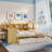 Wooden L-Shape Daybed with Seven Storage Cabinets and Two Storage Drawers, Multi-functional Bed with Study Desk and Built-in Bookshelf