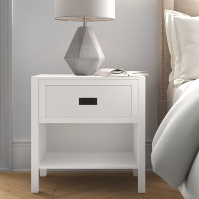 Hivernage 1-Drawer Solid Wood Nightstand