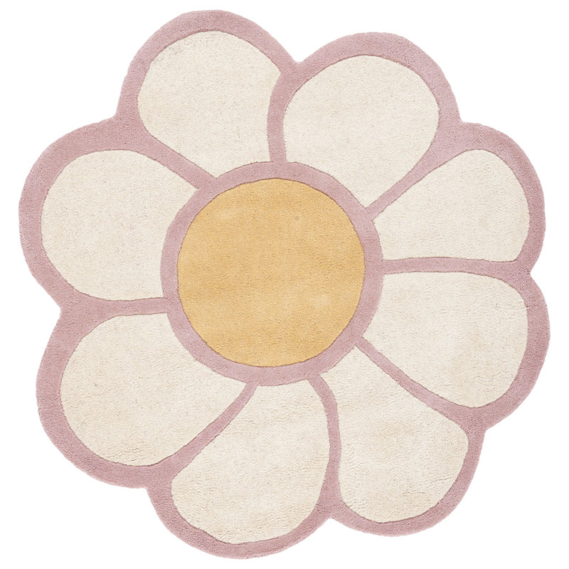 Tapis floral en laine touffeté à la main Abel Novelty, Rond 4 pi